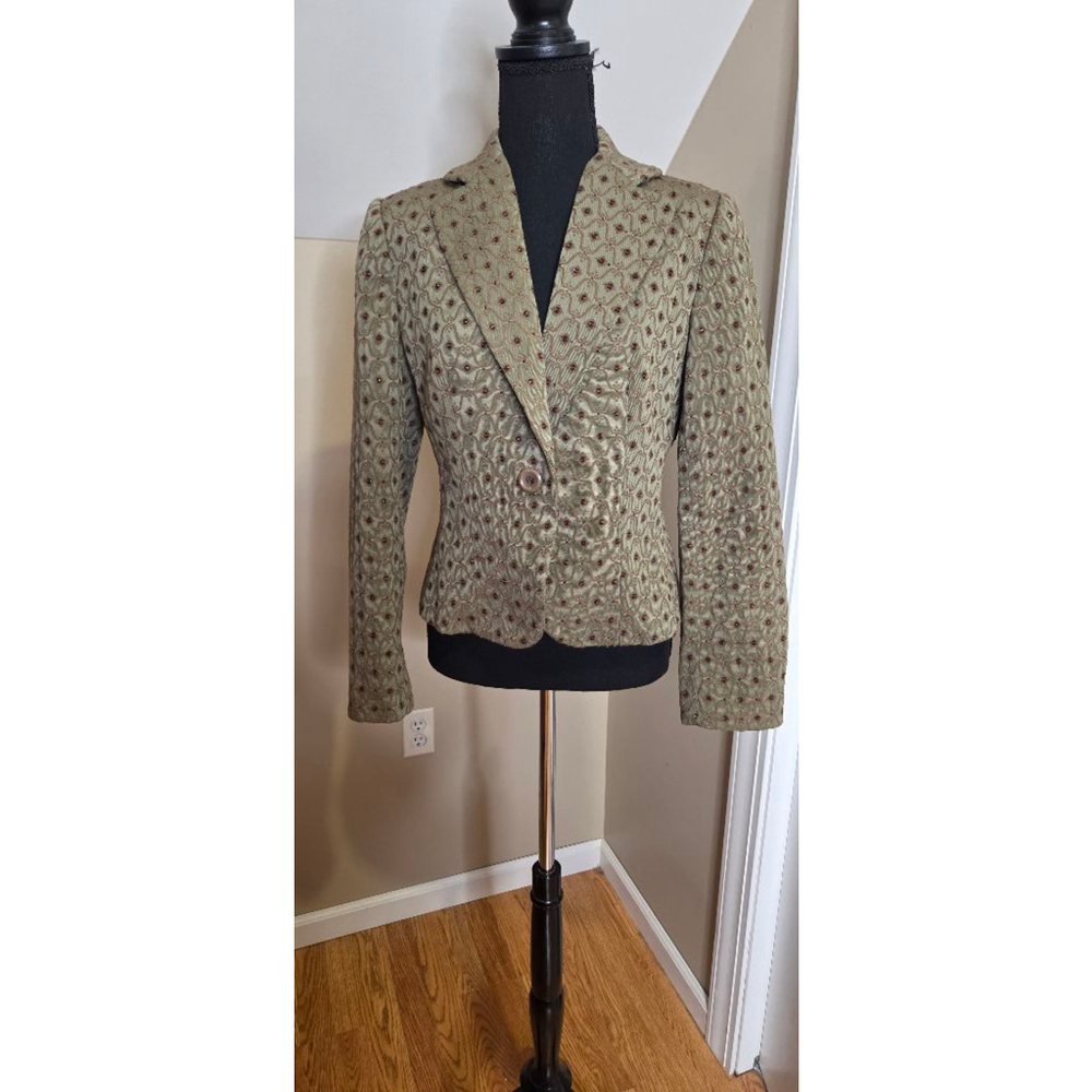 Insight Green & Brown Patterned Blazer Size 6 - Picture 2 of 7